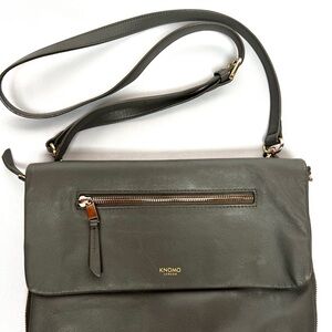 KNOMO London Elektronista Leather Tech Organizer Crossbody Bag Travel Work